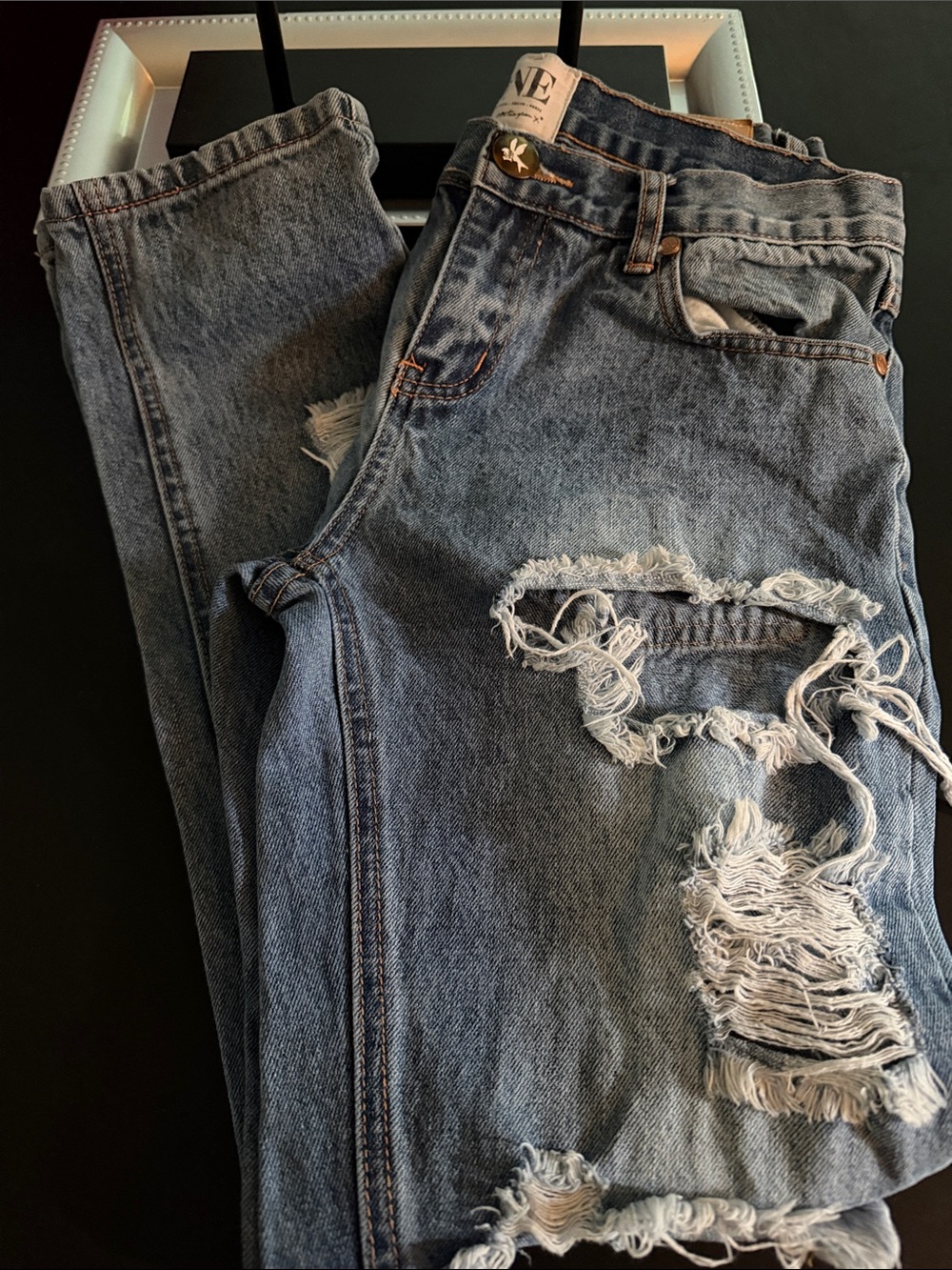 One Teaspoon Distressed Blue Denim Jeans